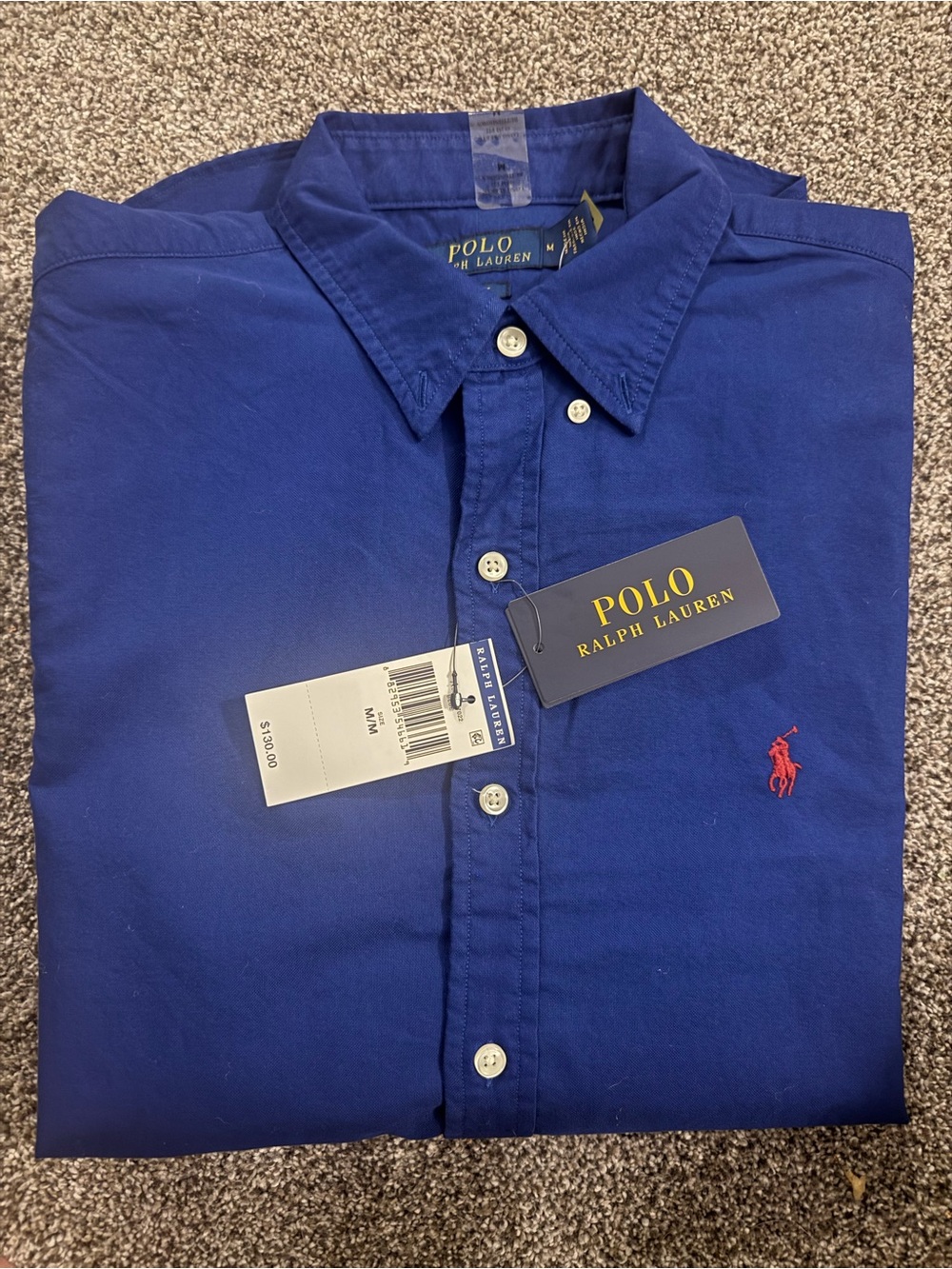 Ralph Lauren Men's Blue Slim Fit Long Sleeve Button-Down Shirt Size M NWT